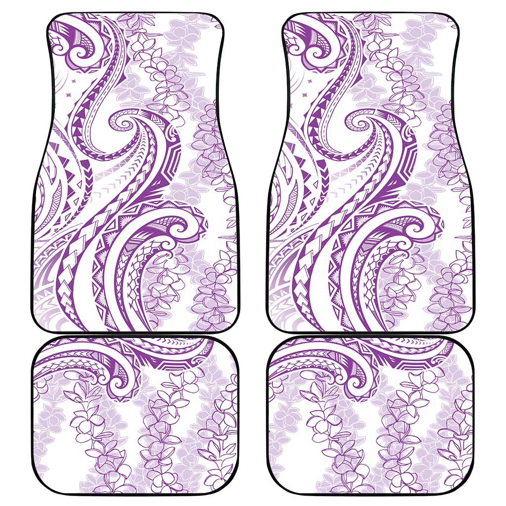 Polynesia Plumeria Lei Car Mats White Violet Curves Motif LT7 - Polynesian Pride