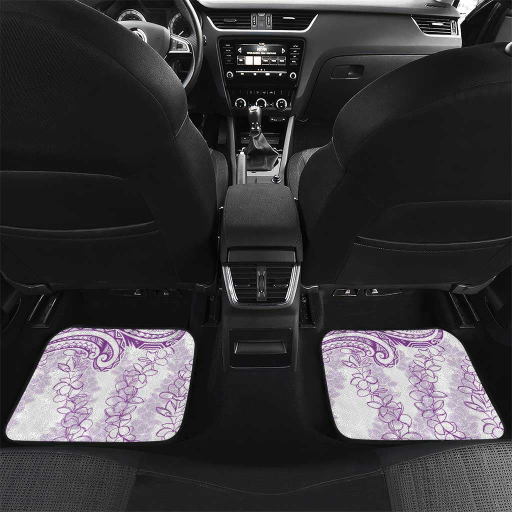 Polynesia Plumeria Lei Car Mats White Violet Curves Motif LT7 Set 2pcs - Back Violet - Polynesian Pride
