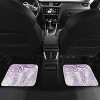 Polynesia Plumeria Lei Car Mats White Violet Curves Motif LT7 Set 2pcs - Back Violet - Polynesian Pride