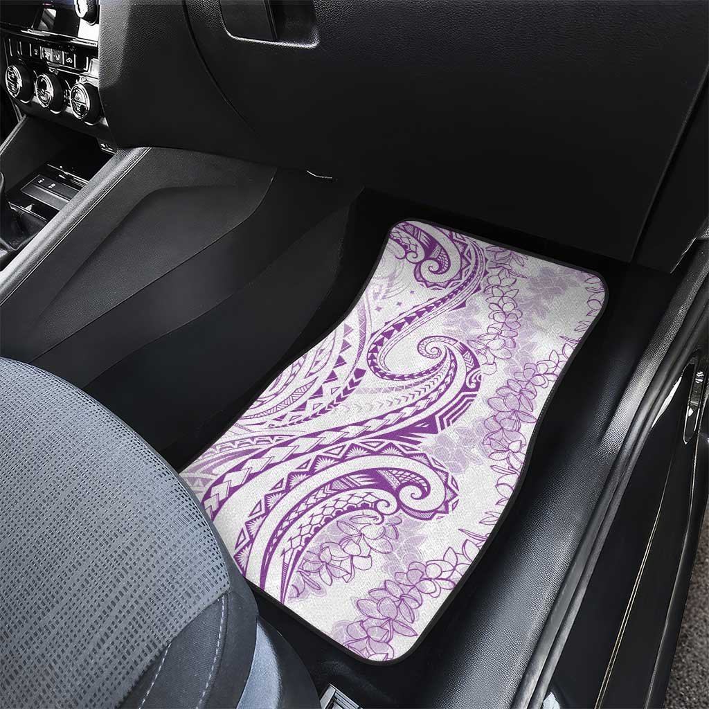 Polynesia Plumeria Lei Car Mats White Violet Curves Motif LT7 - Polynesian Pride