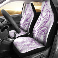 Polynesia Plumeria Lei Car Seat Cover White Violet Curves Motif