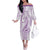 Polynesia Plumeria Lei Family Matching Off The Shoulder Long Sleeve Dress and Hawaiian Shirt White Violet Curves Motif