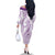 Polynesia Plumeria Lei Family Matching Off The Shoulder Long Sleeve Dress and Hawaiian Shirt White Violet Curves Motif