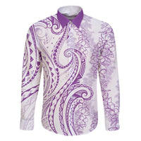 Polynesia Plumeria Lei Family Matching Short Sleeve Bodycon Dress and Hawaiian Shirt White Violet Curves Motif