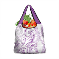 Polynesia Plumeria Lei Grocery Bag White Violet Curves Motif LT7 1-pack One Size Violet - Polynesian Pride