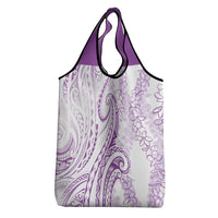 Polynesia Plumeria Lei Grocery Bag White Violet Curves Motif LT7 - Polynesian Pride