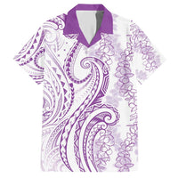 Polynesia Plumeria Lei Hawaiian Shirt White Violet Curves Motif LT7 Violet - Polynesian Pride
