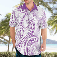 Polynesia Plumeria Lei Hawaiian Shirt White Violet Curves Motif LT7 - Polynesian Pride