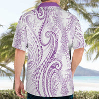 Polynesia Plumeria Lei Hawaiian Shirt White Violet Curves Motif LT7 - Polynesian Pride