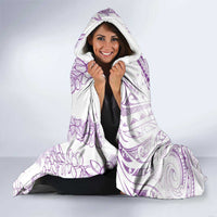 Polynesia Plumeria Lei Hooded Blanket White Violet Curves Motif