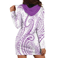 Polynesia Plumeria Lei Hoodie Dress White Violet Curves Motif