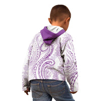 Polynesia Plumeria Lei Kid Hoodie White Violet Curves Motif