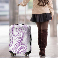 Polynesia Plumeria Lei Luggage Cover White Violet Curves Motif