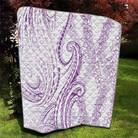 Polynesia Plumeria Lei Quilt White Violet Curves Motif
