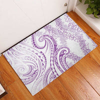 Polynesia Plumeria Lei Rubber Doormat White Violet Curves Motif LT7 - Polynesian Pride