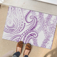 Polynesia Plumeria Lei Rubber Doormat White Violet Curves Motif LT7 - Polynesian Pride