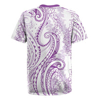 Polynesia Plumeria Lei Rugby Jersey White Violet Curves Motif