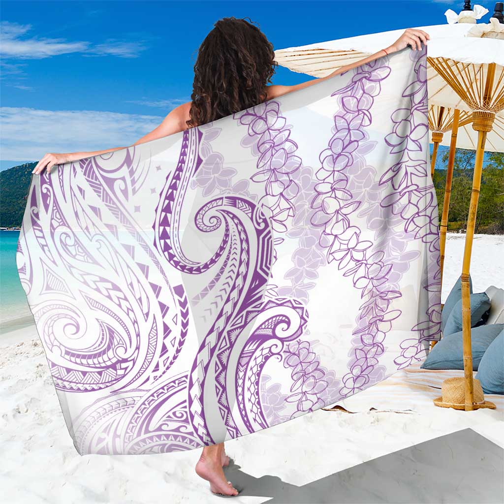 Polynesia Plumeria Lei Sarong White Violet Curves Motif
