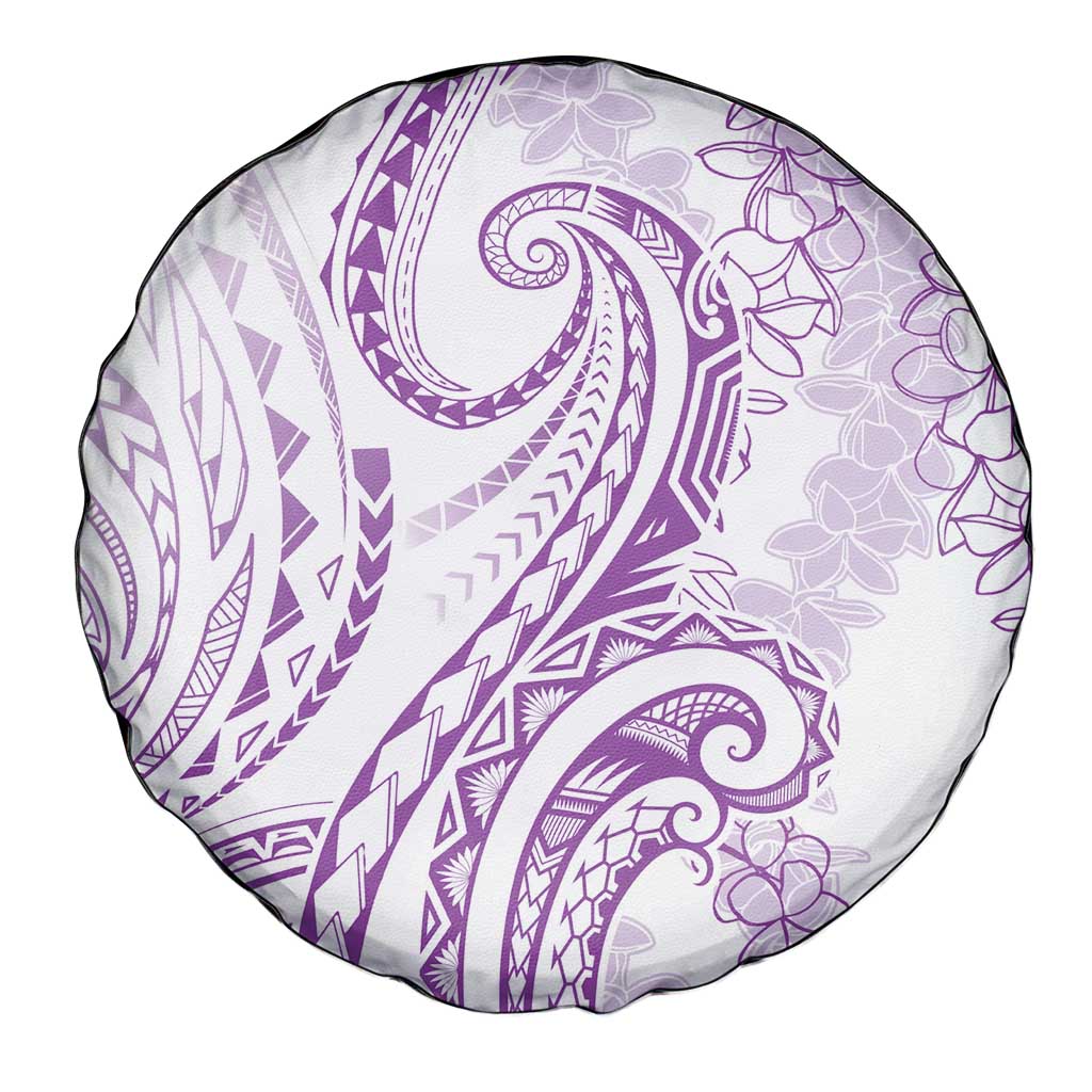 Polynesia Plumeria Lei Spare Tire Cover White Violet Curves Motif