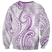 Polynesia Plumeria Lei Sweatshirt White Violet Curves Motif LT7 - Polynesian Pride