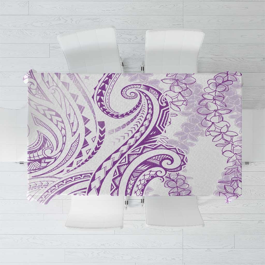 Polynesia Plumeria Lei Tablecloth White Violet Curves Motif LT7 Violet - Polynesian Pride