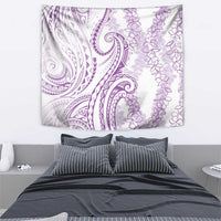 Polynesia Plumeria Lei Tapestry White Violet Curves Motif