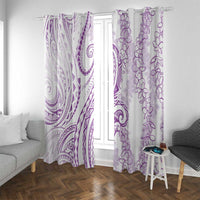 Polynesia Plumeria Lei Window Curtain White Violet Curves Motif