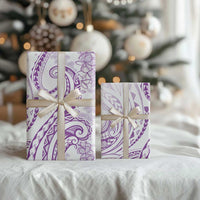 Polynesia Plumeria Lei Wrapping Paper White Violet Curves Motif LT7 - Polynesian Pride