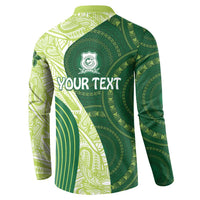 Fiji Ballantine Memorial High School Personalised Button Sweatshirt Masi Tapa Mix Plumeria