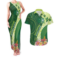 Fiji Ballantine Memorial High School Personalised Couples Matching Tank Maxi Dress and Hawaiian Shirt Masi Tapa Mix Plumeria