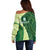 Fiji Ballantine Memorial High School Personalised Off Shoulder Sweater Masi Tapa Mix Plumeria