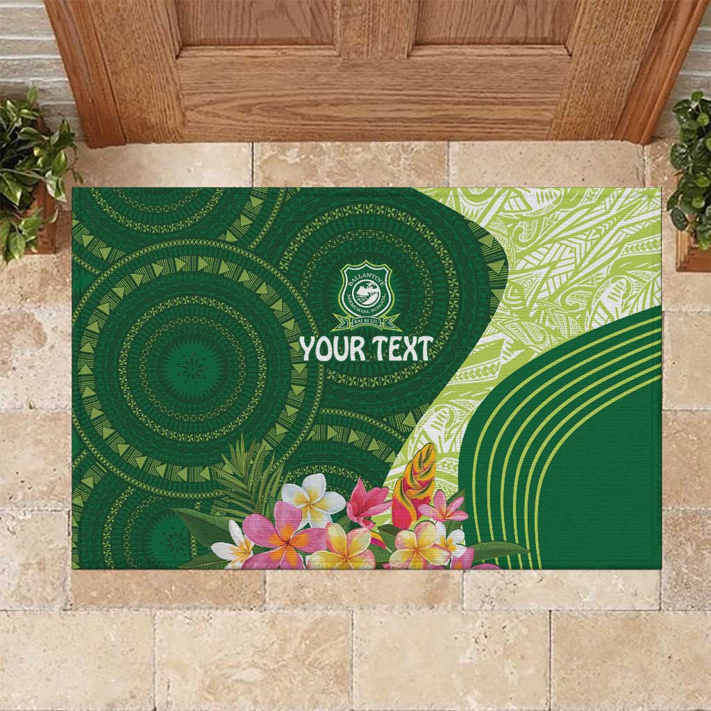 Fiji Ballantine Memorial High School Personalised Rubber Doormat Masi Tapa Mix Plumeria