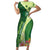 Fiji Ballantine Memorial High School Personalised Short Sleeve Bodycon Dress Masi Tapa Mix Plumeria