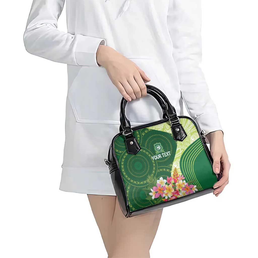 Fiji Ballantine Memorial High School Personalised Shoulder Handbag Masi Tapa Mix Plumeria