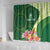 Fiji Ballantine Memorial High School Personalised Shower Curtain Masi Tapa Mix Plumeria