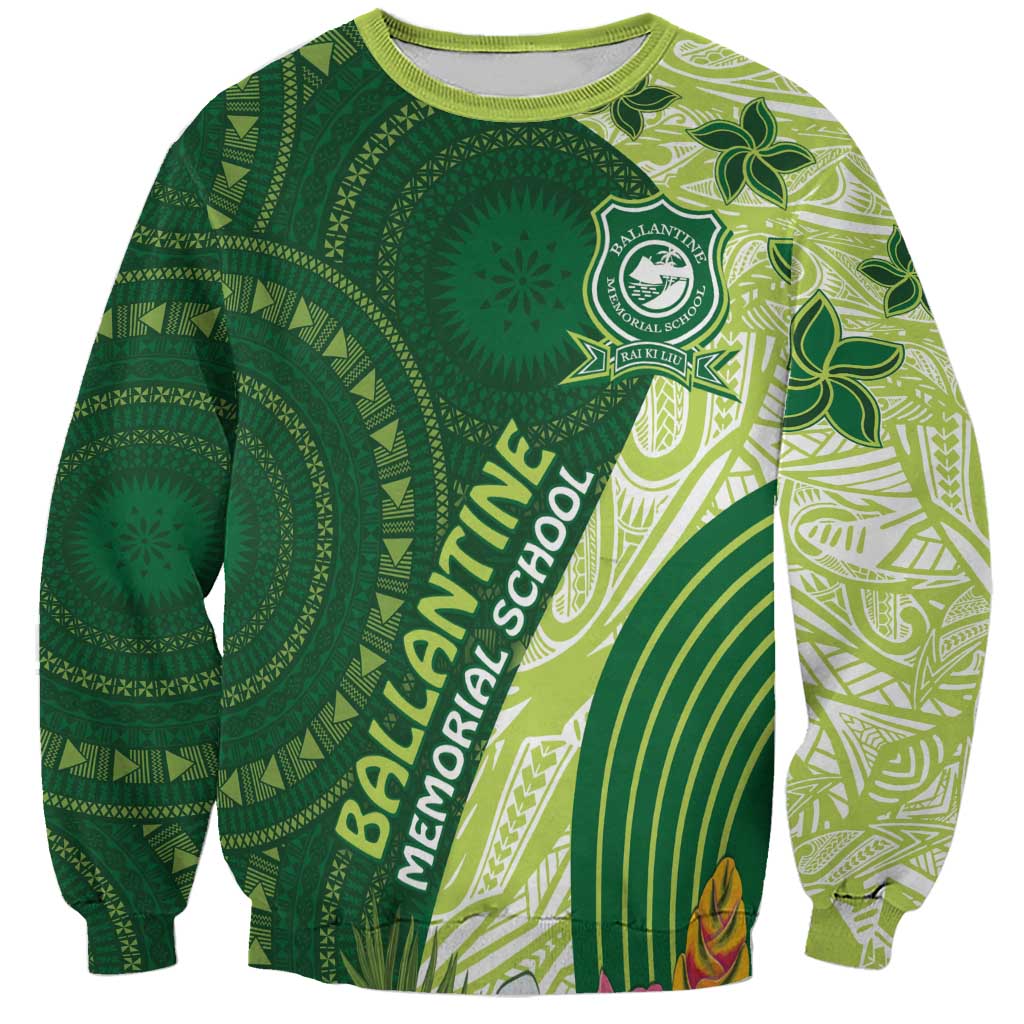 Fiji Ballantine Memorial High School Personalised Sweatshirt Masi Tapa Mix Plumeria