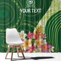 Fiji Ballantine Memorial High School Personalised Window Curtain Masi Tapa Mix Plumeria