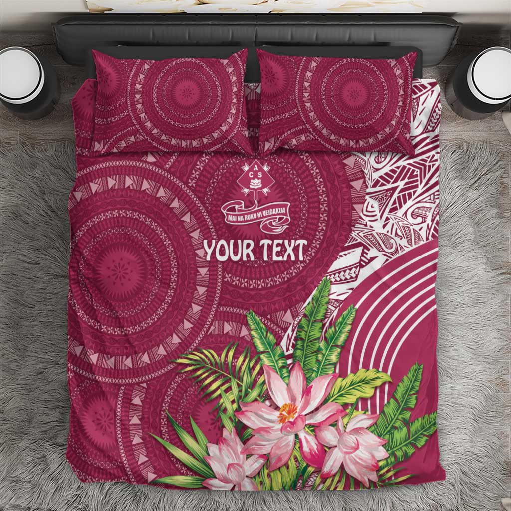 Fiji Adi Cakobau School Personalised Bedding Set Masi Tapa Mix Plumeria