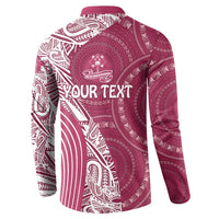 Fiji Adi Cakobau School Personalised Button Sweatshirt Masi Tapa Mix Plumeria