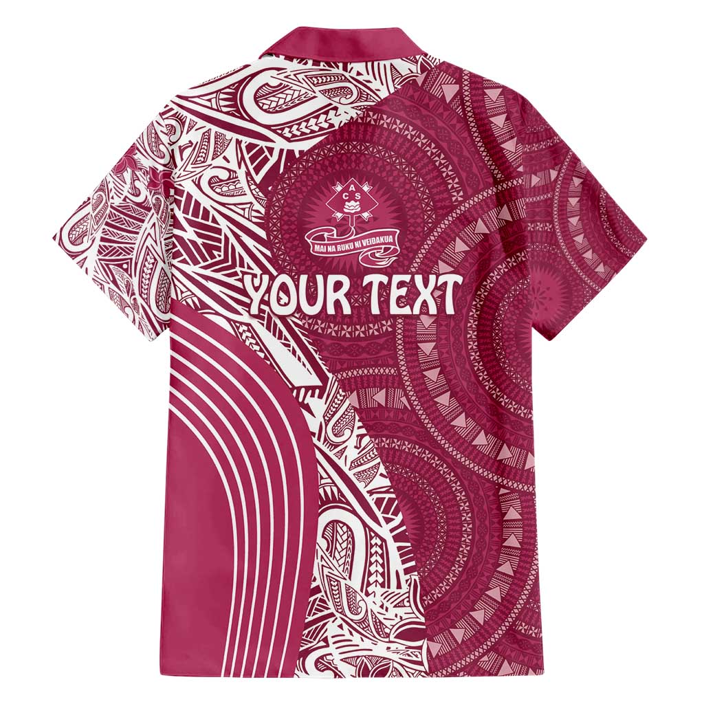 Fiji Adi Cakobau School Personalised Family Matching Short Sleeve Bodycon Dress and Hawaiian Shirt Masi Tapa Mix Plumeria