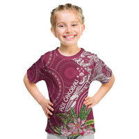 Fiji Adi Cakobau School Personalised Kid T Shirt Masi Tapa Mix Plumeria