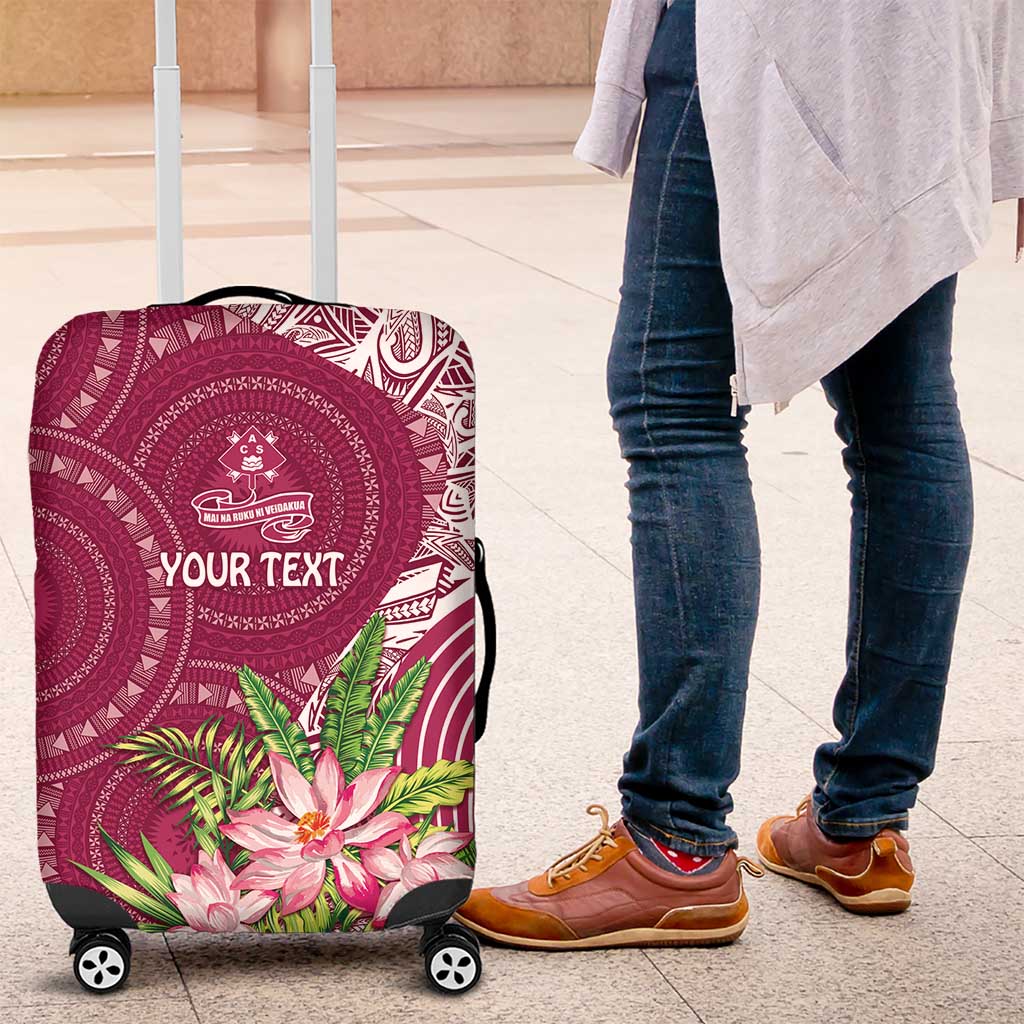 Fiji Adi Cakobau School Personalised Luggage Cover Masi Tapa Mix Plumeria