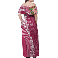 Fiji Adi Cakobau School Personalised Off Shoulder Maxi Dress Masi Tapa Mix Plumeria