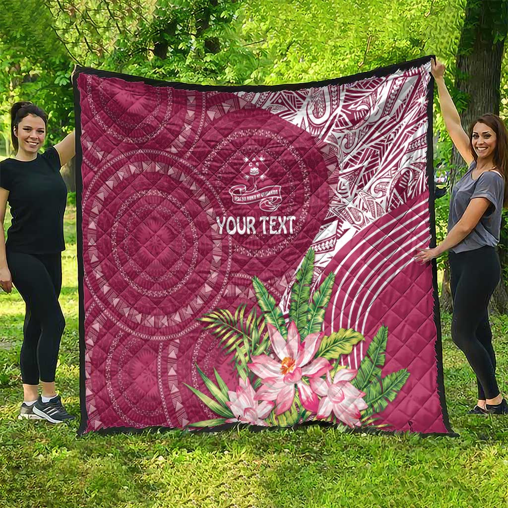 Fiji Adi Cakobau School Personalised Quilt Masi Tapa Mix Plumeria