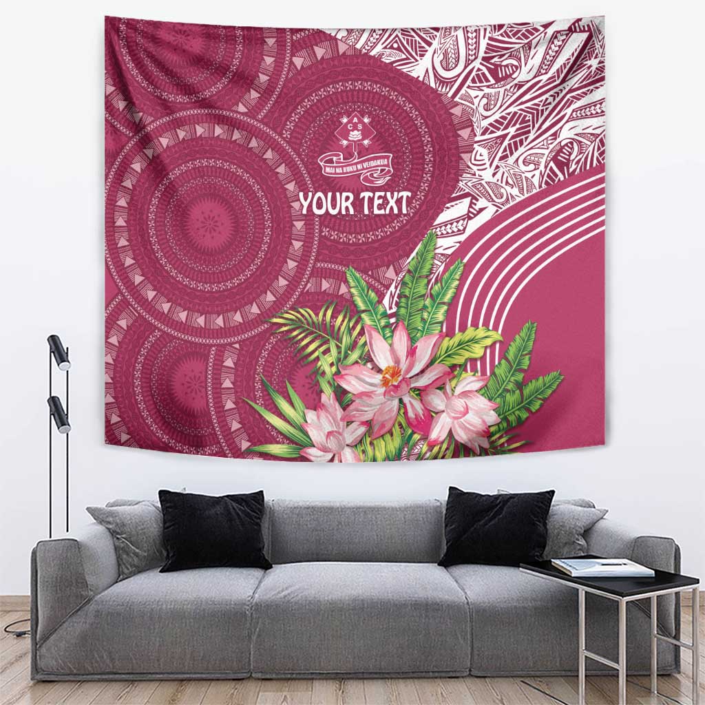 Fiji Adi Cakobau School Personalised Tapestry Masi Tapa Mix Plumeria