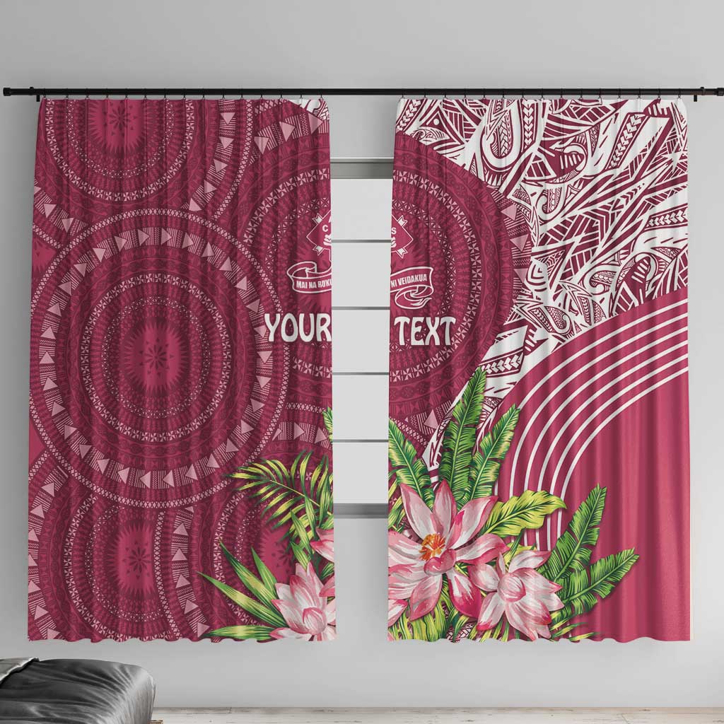 Fiji Adi Cakobau School Personalised Window Curtain Masi Tapa Mix Plumeria