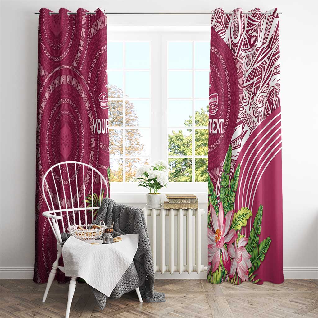 Fiji Adi Cakobau School Personalised Window Curtain Masi Tapa Mix Plumeria