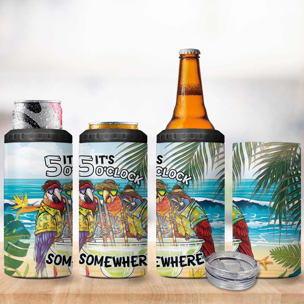 It's 5 o'clock Somewhere 4 in 1 Can Cooler Tumbler Beach Party LT7 - Polynesian Pride