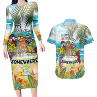 It's 5 o'clock Somewhere Couples Matching Long Sleeve Bodycon Dress and Hawaiian Shirt Beach Party LT7 Colorful - Polynesian Pride
