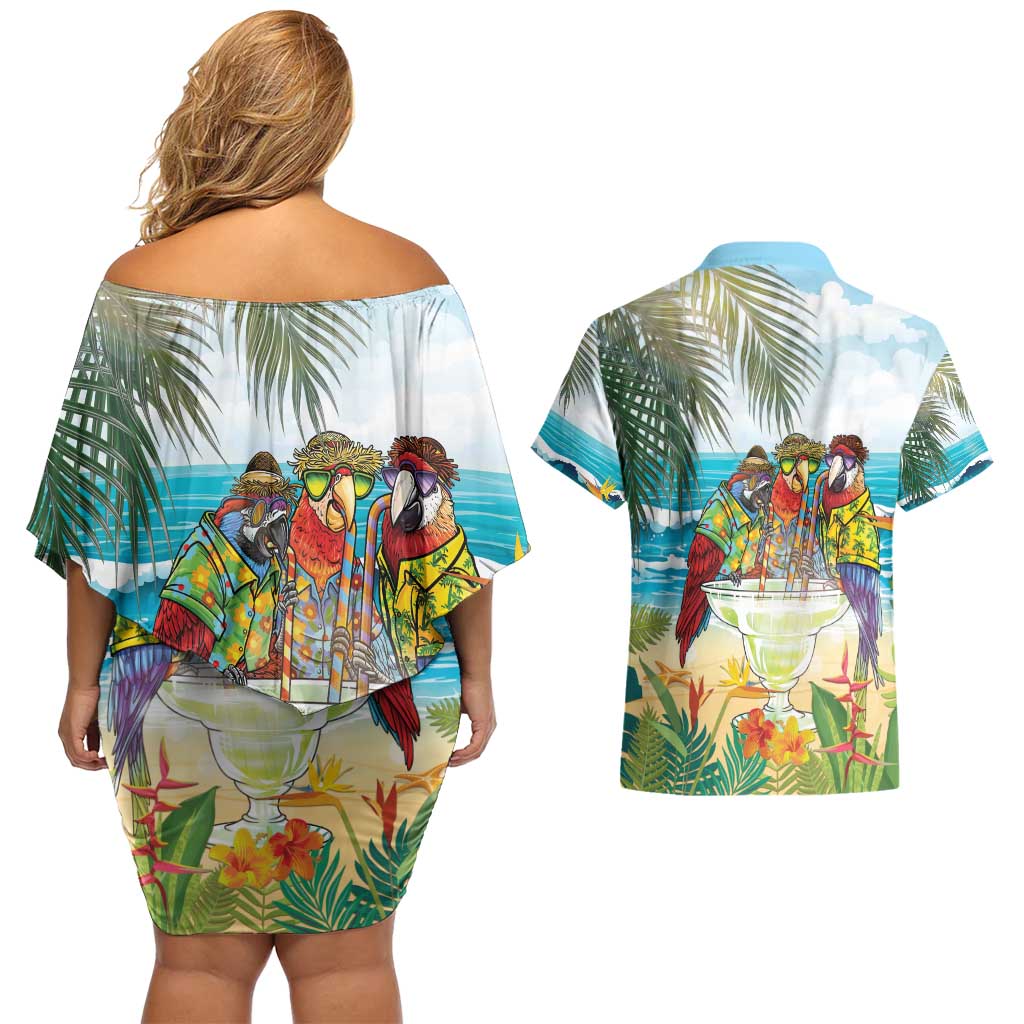It's 5 o'clock Somewhere Couples Matching Off Shoulder Short Dress and Hawaiian Shirt Beach Party LT7 - Polynesian Pride